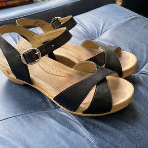 Dansko black sandals.  Very cute- and so comfortable
